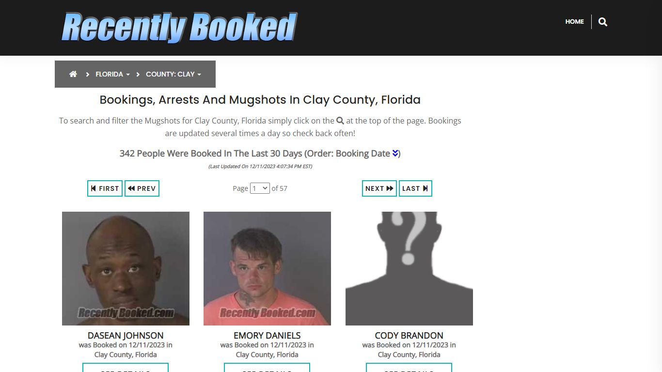 Recent bookings, Arrests, Mugshots in Clay County, Florida