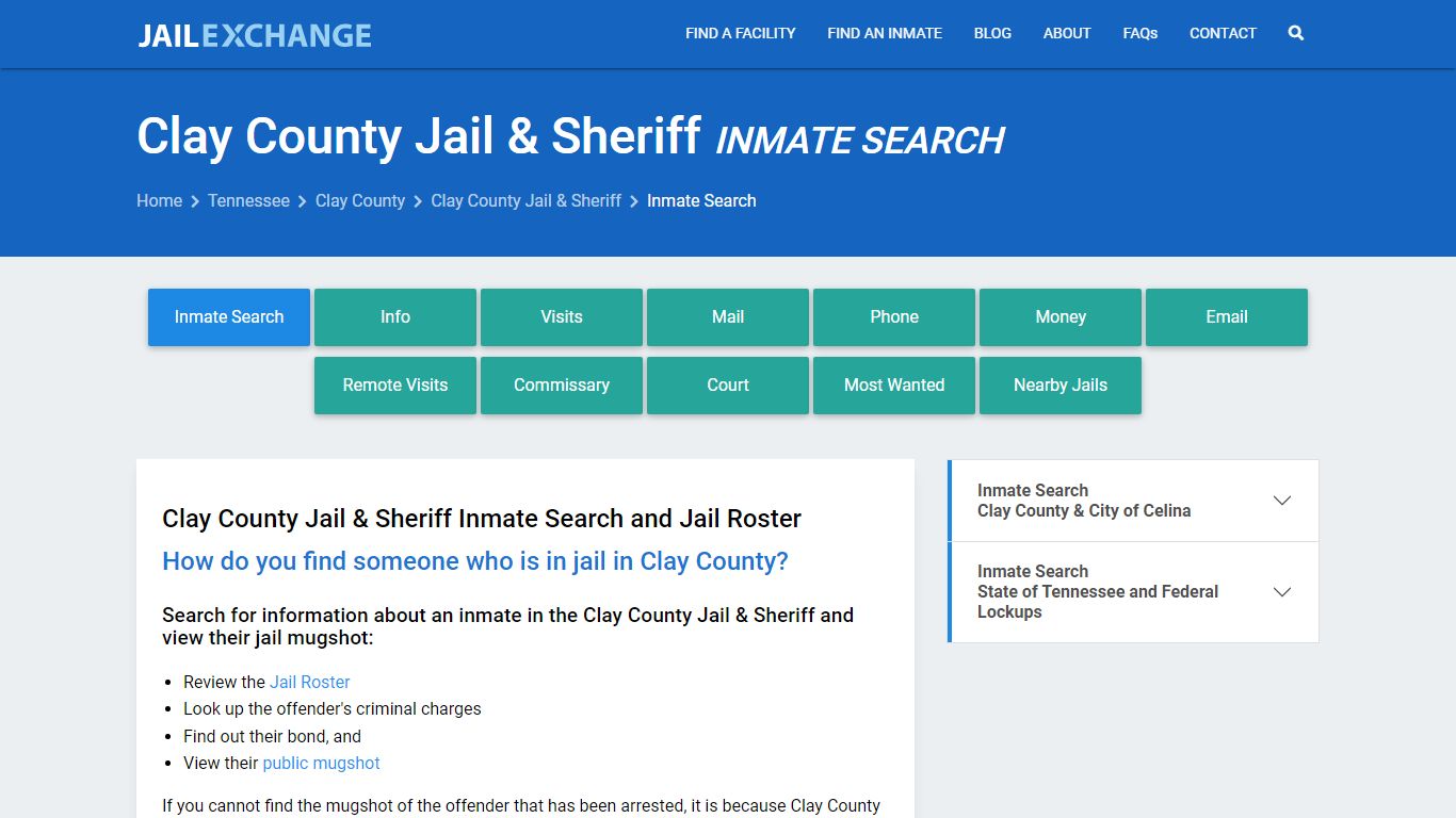 Inmate Search: Roster & Mugshots - Clay County Jail & Sheriff, TN